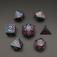 En stock – Jeu de dés polyédriques en métal à 7 faces, motif écailles de dragon, pour D&D et RPG, couleurs aléatoires