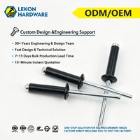 Lekon DIN7337 Aluminium Blindnieten Schwarz Kuppelförmig Geschlossen Offen Typ Niet 3.2 4.0 4.8mm 4.0X10 3/16 1/8 X 1/2 Befestigungselemente Lieferant