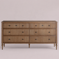 Nouvelle Arrivée Ensemble de Meubles de Chambre à Coucher Moderne de Haute Qualité en Bois de Chêne Massif Commode Large à 6 Tiroirs Coiffeuse en Bois