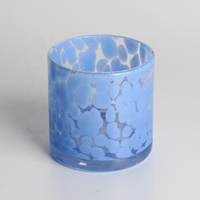 Bougie en verre soufflé à la main en forme de cylindre, motif léopard brun coloré, imitation écaille de tortue