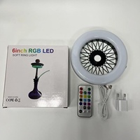 Accessoire de narguilé clignotant coloré de 6 pouces RVB LED Ring Light avec télécommande Laque Technics Soft LED Shisha Light