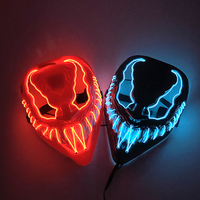 Masque d'animal néon lumineux pour Halloween, masque LED lumineux de super-héros, masque de fête de mascarade à demi-visage, costume