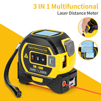 Ruban à mesurer laser portable infrarouge 3 en 1, télémètre numérique rétractable de 40m, télémètre IR à ligne croisée verticale