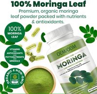 OEM ODM Poudre de feuilles de Moringa verte 100% naturelle pure en capsules, riche en nutriments et en antioxydants