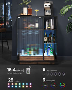 <span class=keywords><strong>VASAGLE</strong></span> Armoire à LED avec rangement pour vin Armoire de rangement pour meubles de salle à manger Armoires de <span class=keywords><strong>cuisine</strong></span> en MDF - Product Image 3