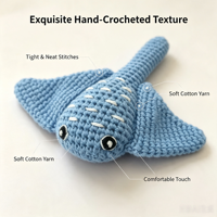 Peluche de raie manta au crochet faite à la main, accessoire de mode quatre saisons, autre accessoire vestimentaire, adorable ornement animal marin, couleur personnalisée