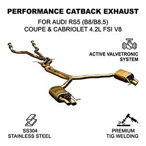 ระบบท่อไอเสียแบบ Catback พร้อมวาล์ว Vortex SS304 สำหรับ Audi RS5 B8 B8.5 Coupe Cabriolet 4.2L FSI V8 ปี 2012-2018 ชุดแต่งแบบติดตั้งได้โดยตรง - Product Image 1