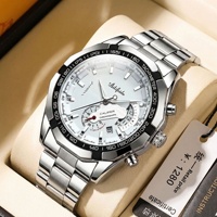 Aili Feida – montre à Quartz pour hommes, en acier inoxydable, grand cadran lumineux, Tourbillon, résistance à l'eau 30M, verre minéral renforcé