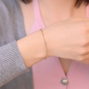 Pulsera de diseño de cadena fina de alta calidad y a la moda, oro sólido de 18 quilates, diamante natural real, pulsera ajustable, regalo de cumpleaños para niñas - Product Image 5