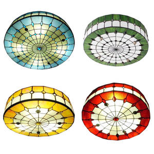 Lámpara de techo creativa hecha a mano, estilo Tiffany, mediterránea, LED, con marco de acero y vitral, 12 pulgadas, Lovely Guy, 2700K, blanco cálido - Product Image 1