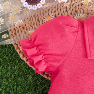 Ensemble de vêtements d'été deux pièces pour bébés filles, style actif, design élégant et décontracté, manches bouffantes, broderie, motif lapin imprimé - Product Image 4