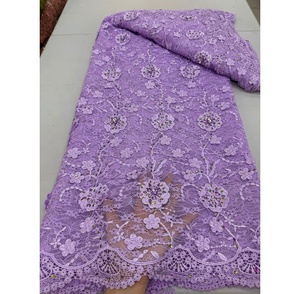 Nouvelle Arrivée Tissu Brodé en Dentelle Blanche 3D Écologique avec Paillettes et Fleurs en Maille pour Robes de Mariée et de Soirée pour Femmes - Product Image 3