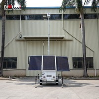 Torre de Câmera de Segurança Móvel Híbrida Solar BIGLUX com Detecção Humana por IA, Painéis Solares de 3x450W e Bateria de 6 Dias de Duração