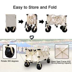 Chariot tout-terrain pliable à quatre roues pour le magasinage et le jardinage Chariot de plage et de camping de 200 livres OEM - Product Image 4