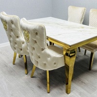 Mesa de Comedor de Acero Inoxidable Dorado para 6, 8 o 10 Personas, Venta Rápida, Mesa de Comedor al por Mayor