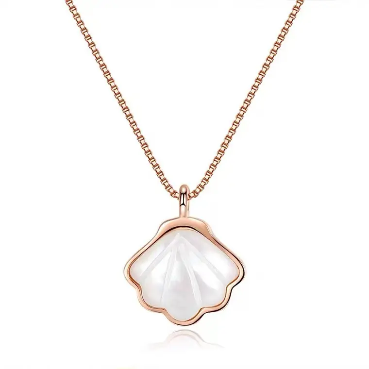 Birthday Gift Girl titanium steel exquisite 18K gold plated white shell summer jewelry Shell Pendant Necklace