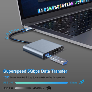 USB <b>C</b> to HDTV Multiport Adapter, USB <b>C</b> <b>Hub</b>, USB <b>C</b> to USB Adapter with 4K HDTV+ USB 3.0 5Gbps + 100W Power Delivery, USB <b>C</b> Dongle - Product Image 4