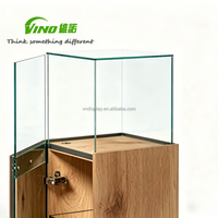 Présentoir en bois verrouillable avec plateau en verre – Vitrine sécurisée pour magasin, présentoir d'exposition