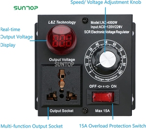 Biến điều khiển tốc độ SCR điều khiển điện áp phù hợp cho quạt <span class=keywords><strong>Router</strong></span> động cơ điện trở lại AC 120V 220V/ 15A/ 4000W max - Product Image 2