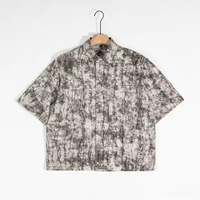 Kaos Batik Twill Oversize Lengan Pendek Anti Kusut Gaya Vintage Poliester Katun 220 Gram Motif Garis Polos