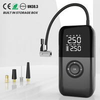 Compresseur d'air portable CE ROHS pour pneus, pompe électrique sans fil 12V, double affichage, batterie plastique 4500mAh avec stockage intégré