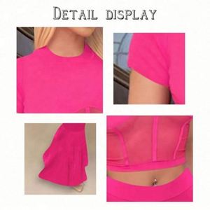 Women's Trend Suits Fashion Style Mesh Stitching Flared <b>Pants</b> Sports Suits Custom Logo Embroidery Logo Custom Your Own Brand - Product Image 3