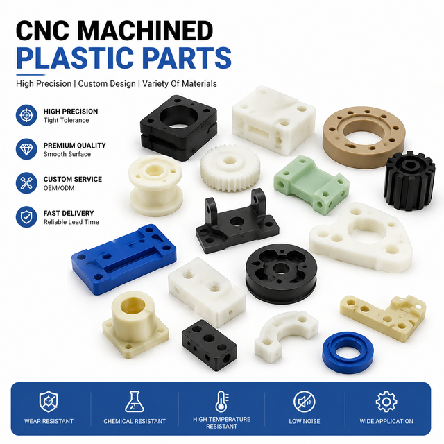 Custom Plastic Parts PE PP PEEK Derlin Cnc Components High Precision Cnc Machining Tight Tolerance Cnc Turning Milling Drilling