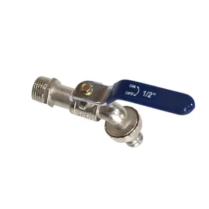 1/2 Inch Quick Open Zinc Ball Bib Cock Valve Hose Tap With Nozzle For Water Outlet