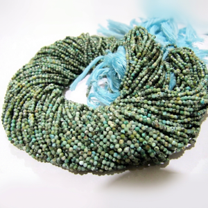 Cuentas facetadas de turquesa natural sin tratar, color azul, hebra de 13 pulgadas - Product Image 1
