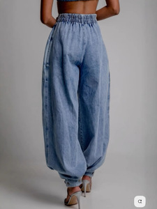 <span class=keywords><strong>Pantaloni</strong></span> Casual in Denim da Donna <span class=keywords><strong>Pantaloni</strong></span> a <span class=keywords><strong>Palloncino</strong></span> Vintage da Donna Jeans Harem Larghi in Denim con Cerniera a Vita Alta Primaverili - Product Image 4
