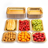 Gouden PET plastic voedseltrays, wegwerpfolie verzegeltrays voor vlees, supermarkt, fruit, bakkerijverpakkingen, vierkante blistertrays