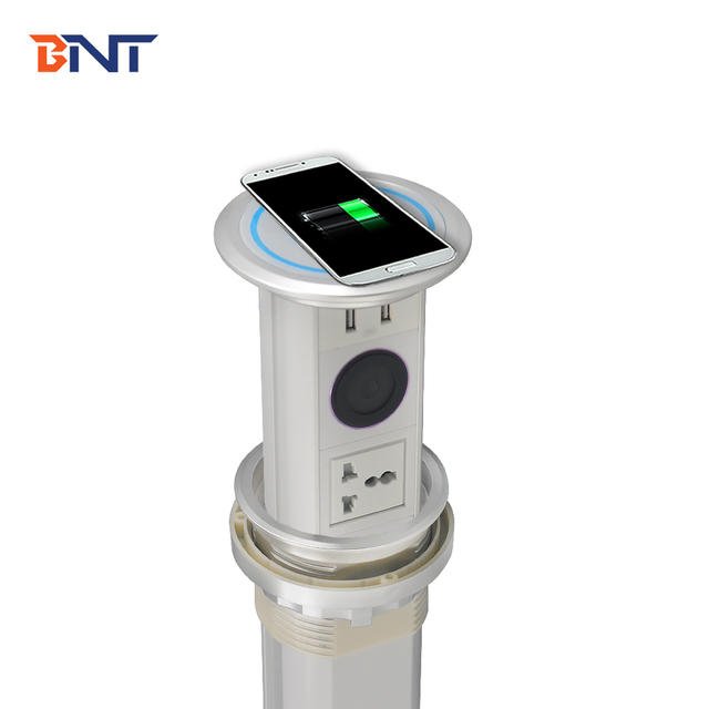 Waterproof Motorized Electric Kitchen Pop up Socket with 16A 2 Ports UK Plug Touch Lifting & for Speaker