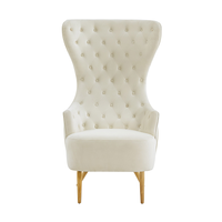 Vente en gros de fauteuil d'appoint de luxe à dossier haut chaise de salon de loisirs en velours rembourré pour bureau à domicile hôtel pour appartement villa