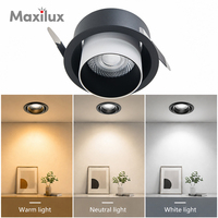 Downlight LED COB 7W Putih Hitam Opsional 75MM Cut Out Recessed untuk Penerangan Plafon Dalam Ruangan Koridor Villa