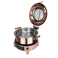 Réchaud à buffet électrique Heavybao avec couvercle hydraulique en cuivre de luxe, chauffe-plats pour restaurant, réchauds à buffet argentés et dorés