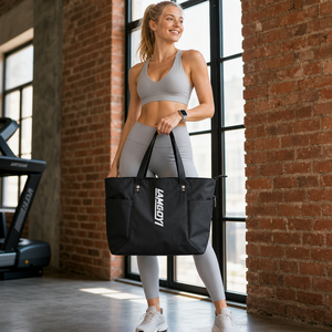 Sac fourre-tout imperméable personnalisé LAMGOYI pour femmes, sac de sport en toile, sac à bandoulière, sac de shopping avec poche zippée, multi-poches, voyage, plage - Product Image 2