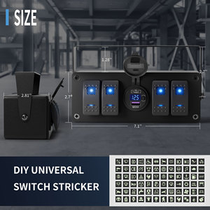 Waterproof 12V 4 Gang ON OFF Latching Switch Panel PD+QC3.0 Dual Usb Car Charger Led Voltmeter <b>Socket</b> Rocker Switch Panel Box - Product Image 2