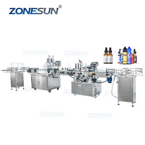 ZONESUN Rotary 3 In 1 Automatic Essential Oil Eye Drop Vial Bottle Monoblock Filling Capping Labeling Machine Production Line