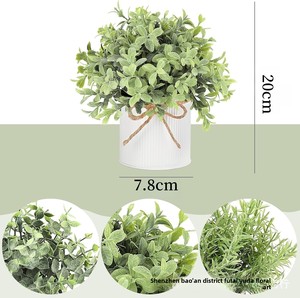 Mini Farmhaus Rustikale Verzinkte Metalltöpfe 3er-Set Künstliche Eukalyptus-Pflanzen für Innenräume Tisch Büro Tischdekoration Immergrün - Product Image 3