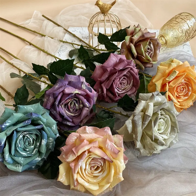 Roses artificielles Vintage de 15cm, nouveau Design, Roses décoratives en soie, fleur de Rose