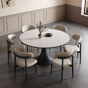 Elegante <span class=keywords><strong>Mesa</strong></span> <span class=keywords><strong>de</strong></span> Comedor <span class=keywords><strong>Redonda</strong></span> <span class=keywords><strong>de</strong></span> Madera Maciza <span class=keywords><strong>Extensible</strong></span> con Sillas Tapizadas para Oficina, Salón o Comedor - Product Image 3
