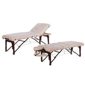 Tempat tidur Spa lipat portabel 3 bagian, Meja pijat dengan kaki kayu ekstensi bulu mata untuk Salon kecantikan - Product Image 3