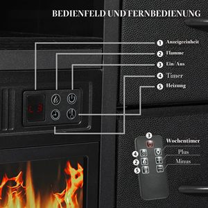 Meuble TV moderne SENYU avec cheminée, tiroirs de rangement et éclairage LED pour salon, compatible téléviseurs de 65 pouces et plus, à poser au sol - Product Image 6