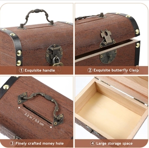 Serrure de tirelire en bois personnalisée enfants adultes maison tirelire décorative épargne anniversaire outil de gestion de l'argent idée cadeau - Product Image 3