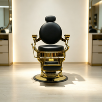 Fauteuil de Barbier Hydraulique Vintage Inclinable en Cuir PU Noir avec Repose-Pieds Chromé, Chaise de Salon Robuste Pivotante – Vente en Gros