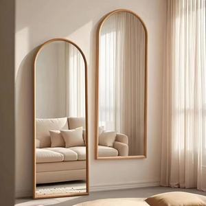 Miroir de salon mural encadré en bois naturel, miroir de <span class=keywords><strong>coiffure</strong></span> de luxe, miroir de coiffage en arche pour salon - Product Image 2