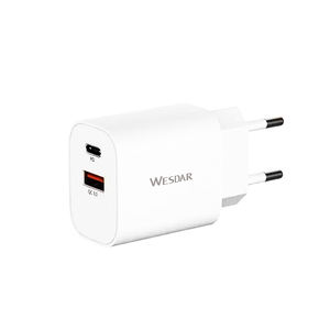 Cargador Rápido PD de 20W OEM, Puerto Dual USB-C+USB-A, Enchufe EU/US, Cargador de Pared Universal de Viaje para <span class=keywords><strong>iPhone</strong></span>/<span class=keywords><strong>Samsung</strong></span>/Pixel - Product Image 2