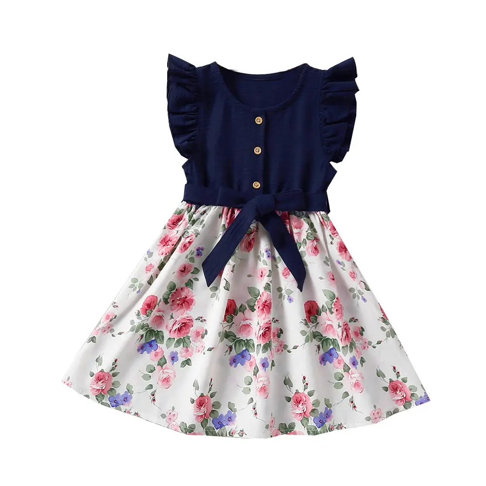 Bloemen Kinderen Groothandel Kleding Peuter Kleding Baby Kleding Prinses Zomer Casual Kids Wear Baby Japon Meisje Jurk Kleding