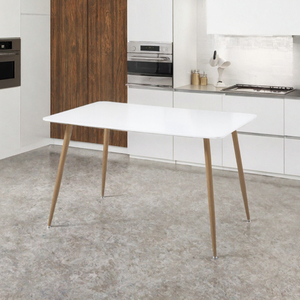 Modern <b>White</b> Rectangular <b>Dining</b> <b>Table</b> Wooden Legs Kitchen <b>Table</b> for Apartment Home Cafe <b>Dining</b> Room - Product Image 3