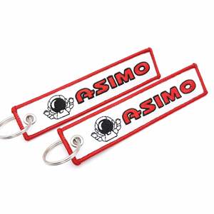 Porte-clés en tissu tissé classique à thème dessin animé |   Décoration de porte suspendue en acier inoxydable écologique avec motif brodé de chat d'anime - Product Image 3